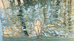 Moonlit Swimmers: large Abstract Expressionist Oil Painting