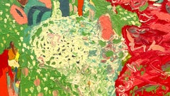 Nuoto in piscina in montagna:   Pittura ad olio espressionista contemporanea