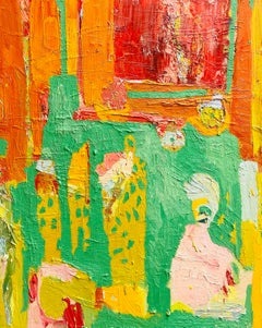 Orange Garden: Contemporary Abstract Expressionist Oil Painting
