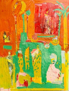 Orange Garden: Contemporary Abstract Expressionist Oil Painting