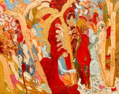 Cueillir des mangues   Peinture à l'huile expressionniste contemporaine