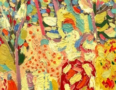 Cueillir des roses.  Peinture à l'huile expressionniste abstraite contemporaine
