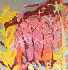 Pink Mountain Orchard. Large Abstract Expressionist Oil Painting