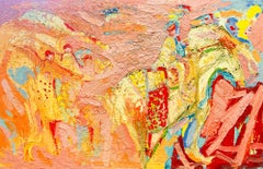 Hochzeitspferd aus Rajasthan. Großes abstrakt-expressionistisches Ölgemälde