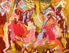 Maison du désert du Rajasthan   Peinture à l'huile expressionniste contemporaine