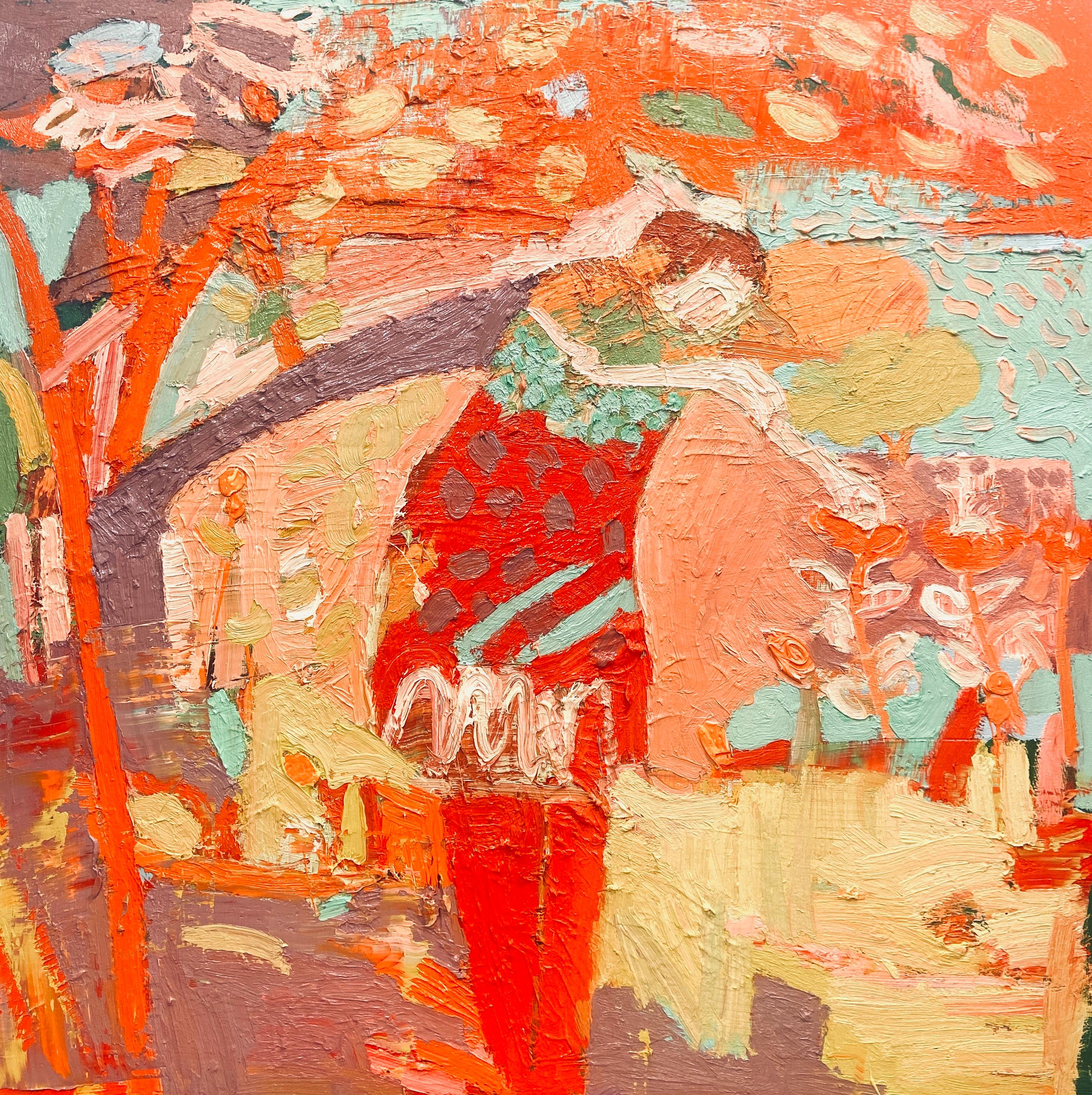 Le safran :   Grande peinture à l'huile expressionniste contemporaine