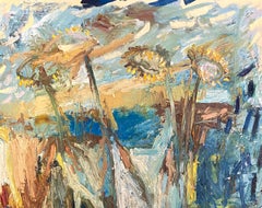 Sea and Sunflowers. Contemporary Landscape Oil Painting