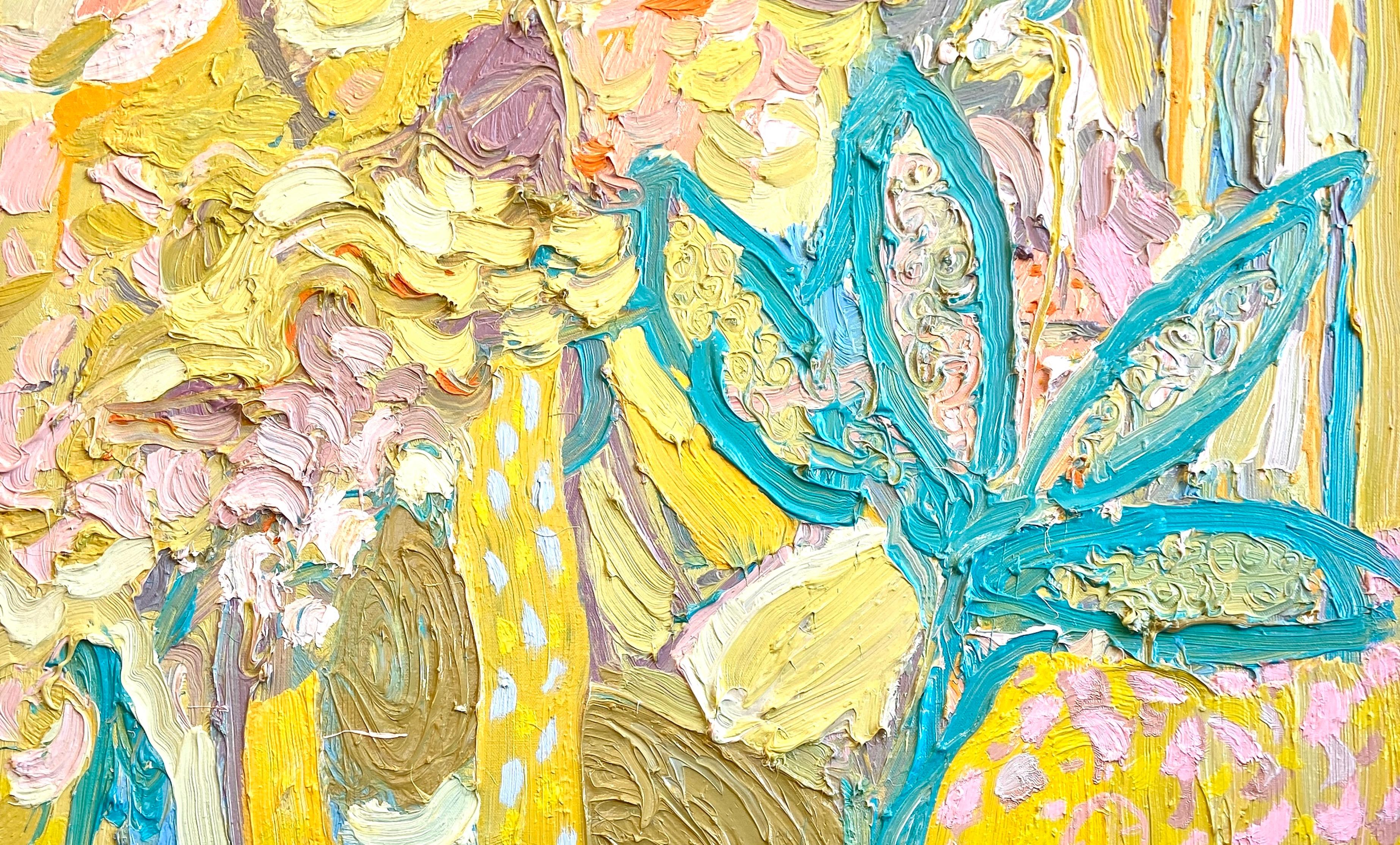 Sentado bajo las hojas de plátano. Pintura expresionista abstracta contemporánea - Painting de Paul wadsworth