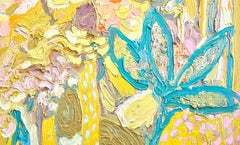 Sentado bajo las hojas de plátano. Pintura expresionista abstracta contemporánea