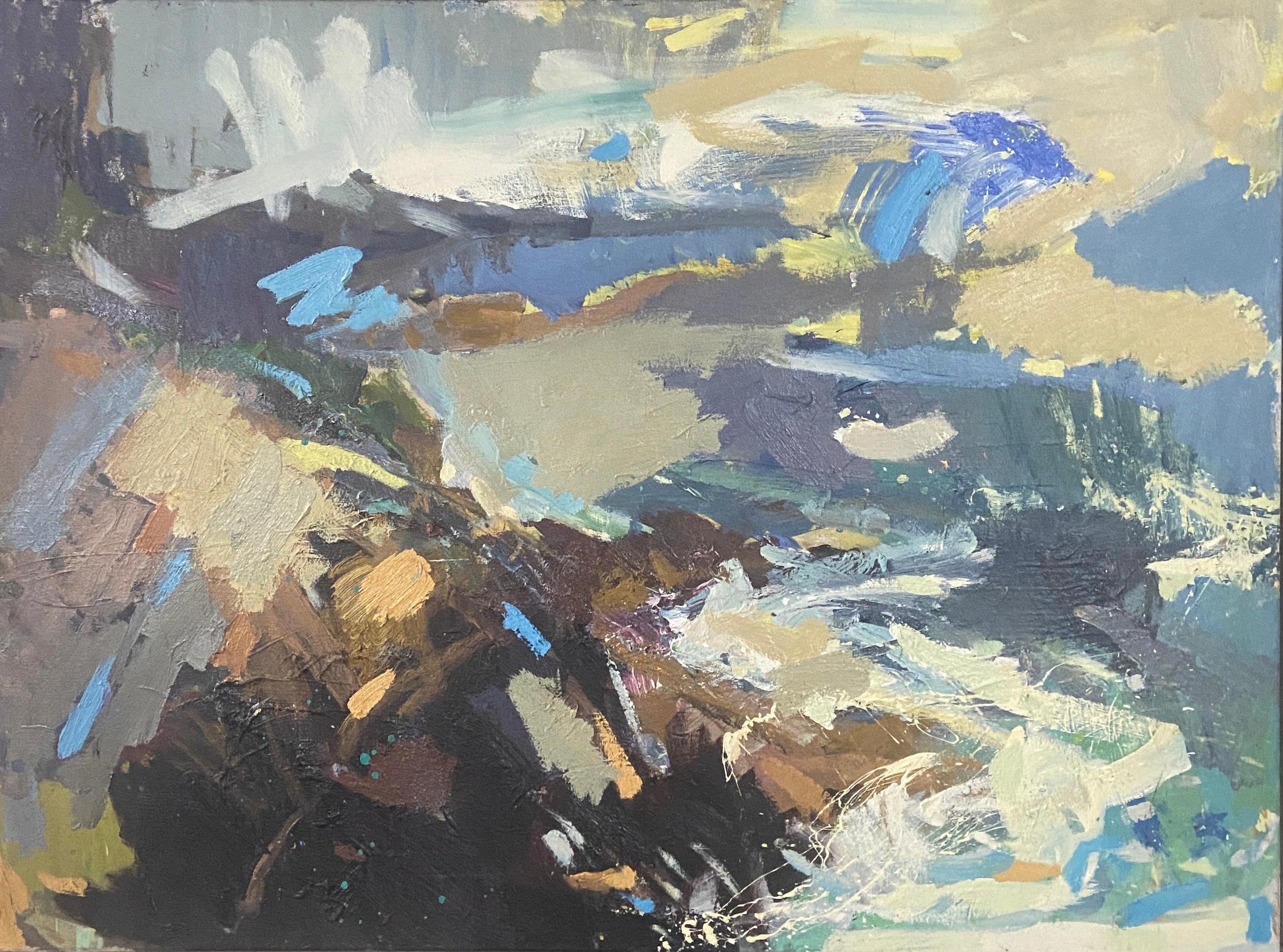 Paul wadsworth Abstract Painting - St Ives Bay, Contemporary Expressionist Oil Painting
