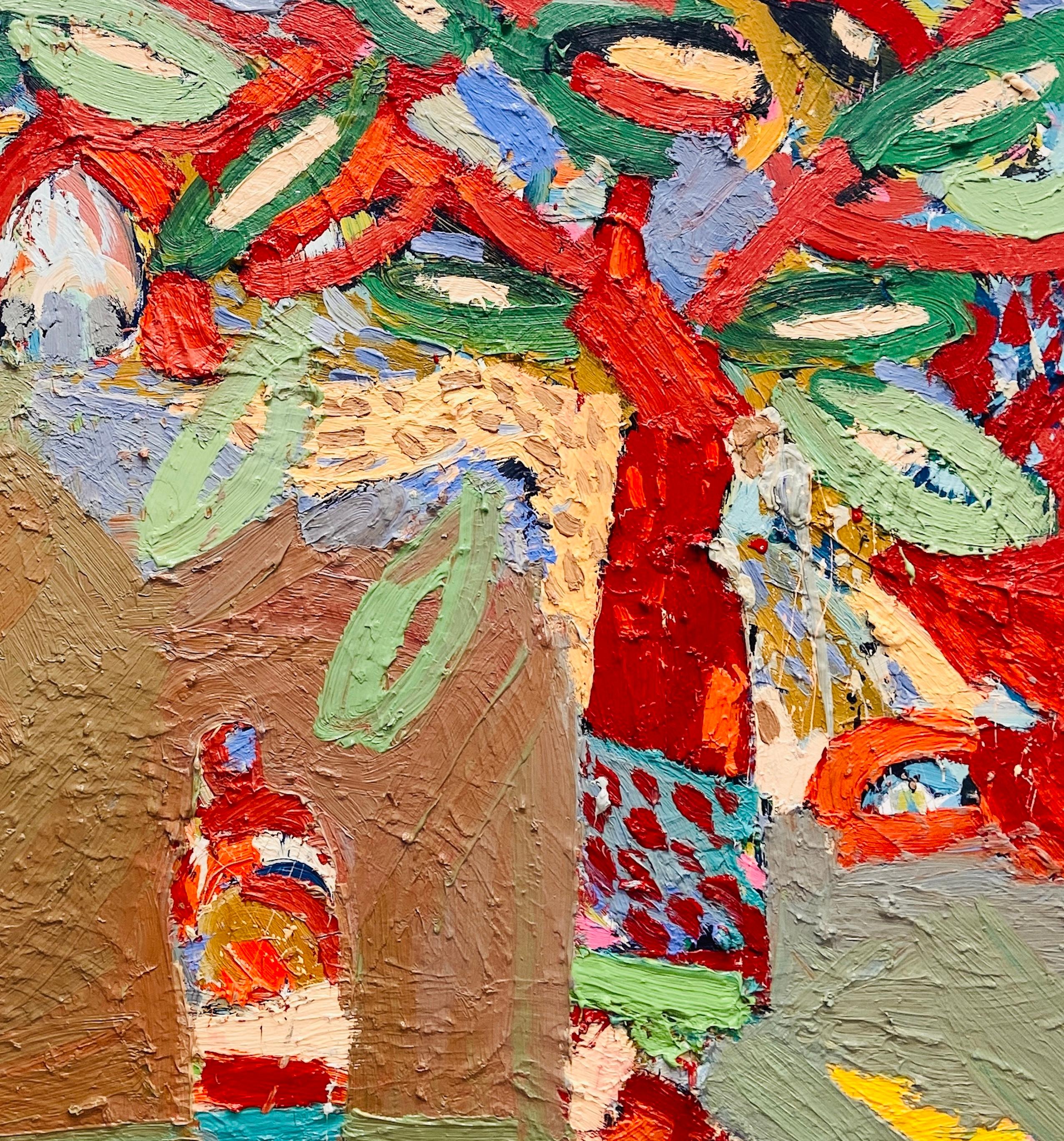 In piedi accanto all'albero del fiume rosso   Pittura ad olio espressionista contemporanea - Painting di Paul wadsworth