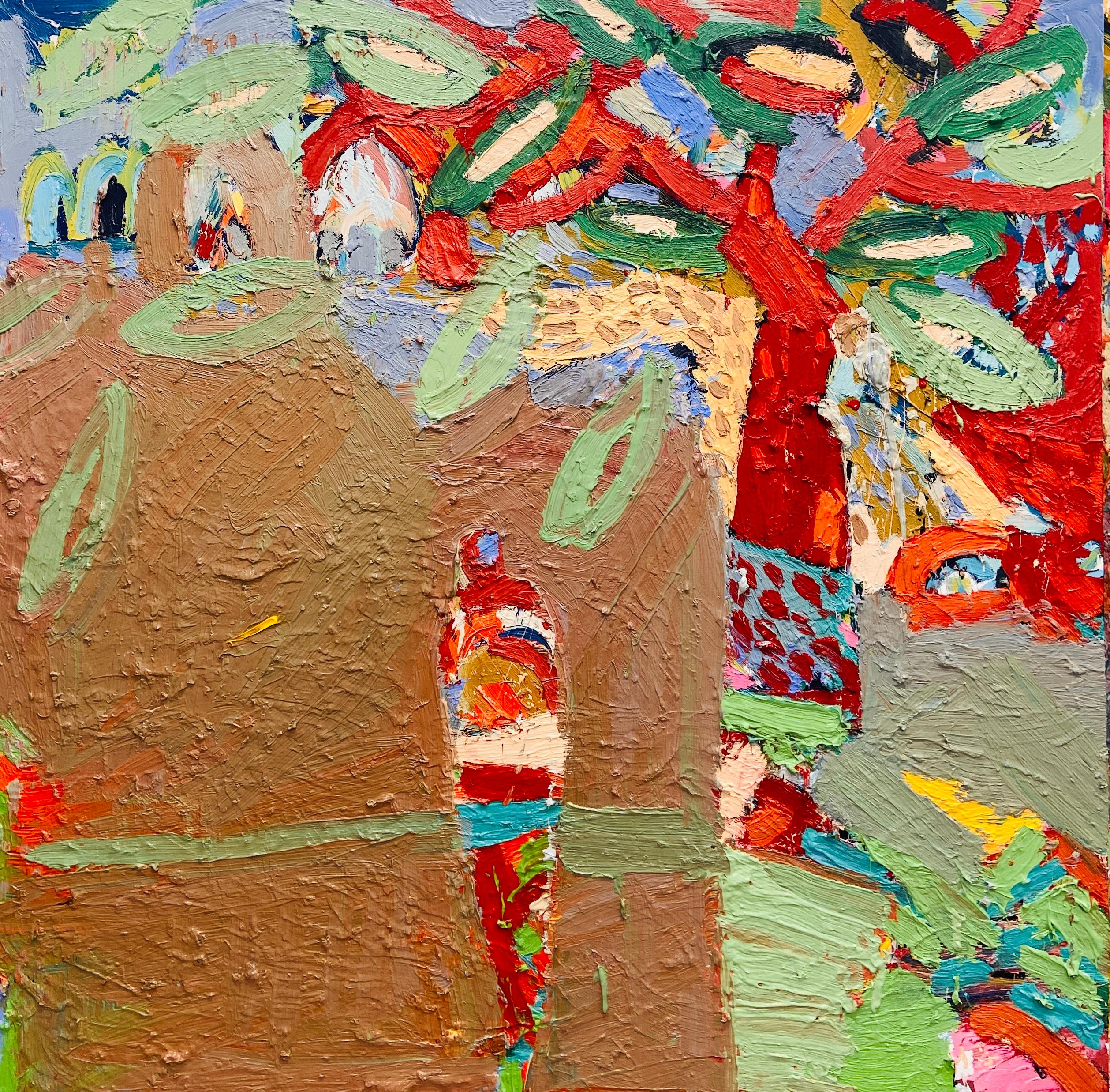 Paul wadsworth Figurative Painting - Standing By The Red River Tree   Contemporary Expressionist Oil Painting