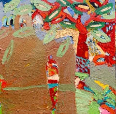 Standing By The Red River Tree   Contemporary Expressionist Oil Painting