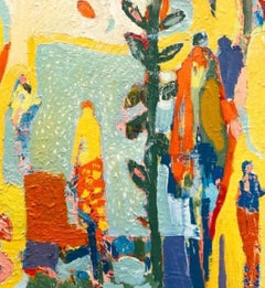 Debout par le lac Temple  Peinture à l'huile expressionniste contemporaine