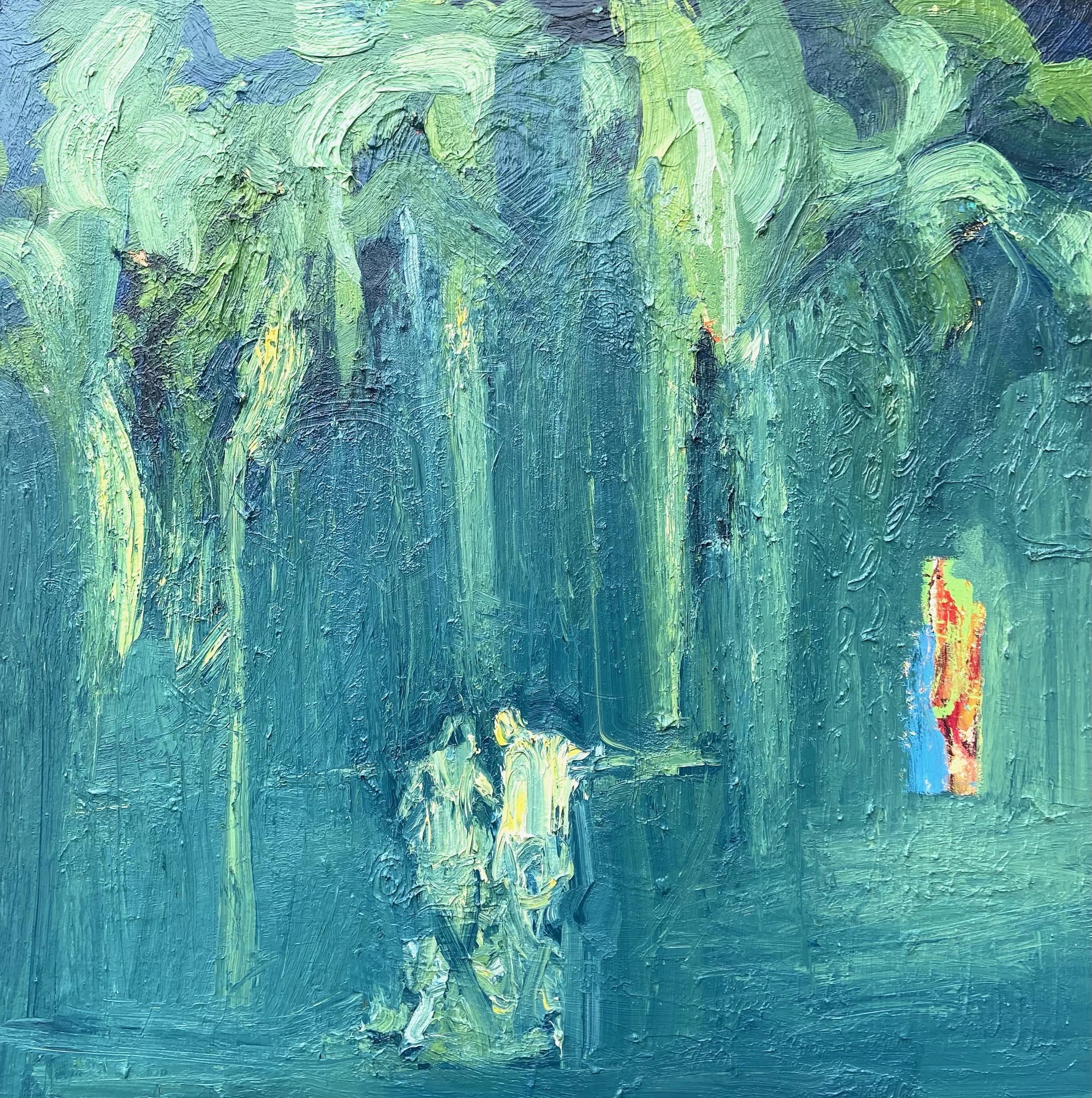 Paul wadsworth Abstract Painting – Swimming With Nature: Großes Ölgemälde des abstrakten Expressionismus