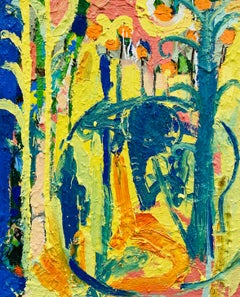 Talking To The Elephant.   Contemporary Abstract Expressionist Oil Painting