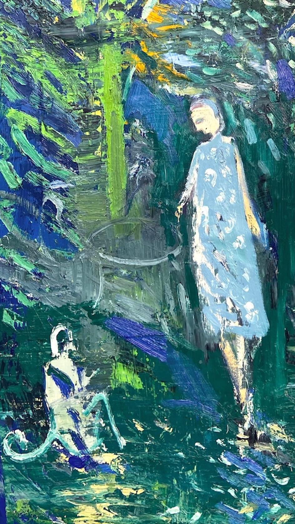 L'attente et le singe  Peinture à l'huile expressionniste abstraite contemporaine - Painting de Paul wadsworth