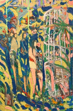 Together In The Gardens. Contemporary Abstract Expressionist Oil Painting