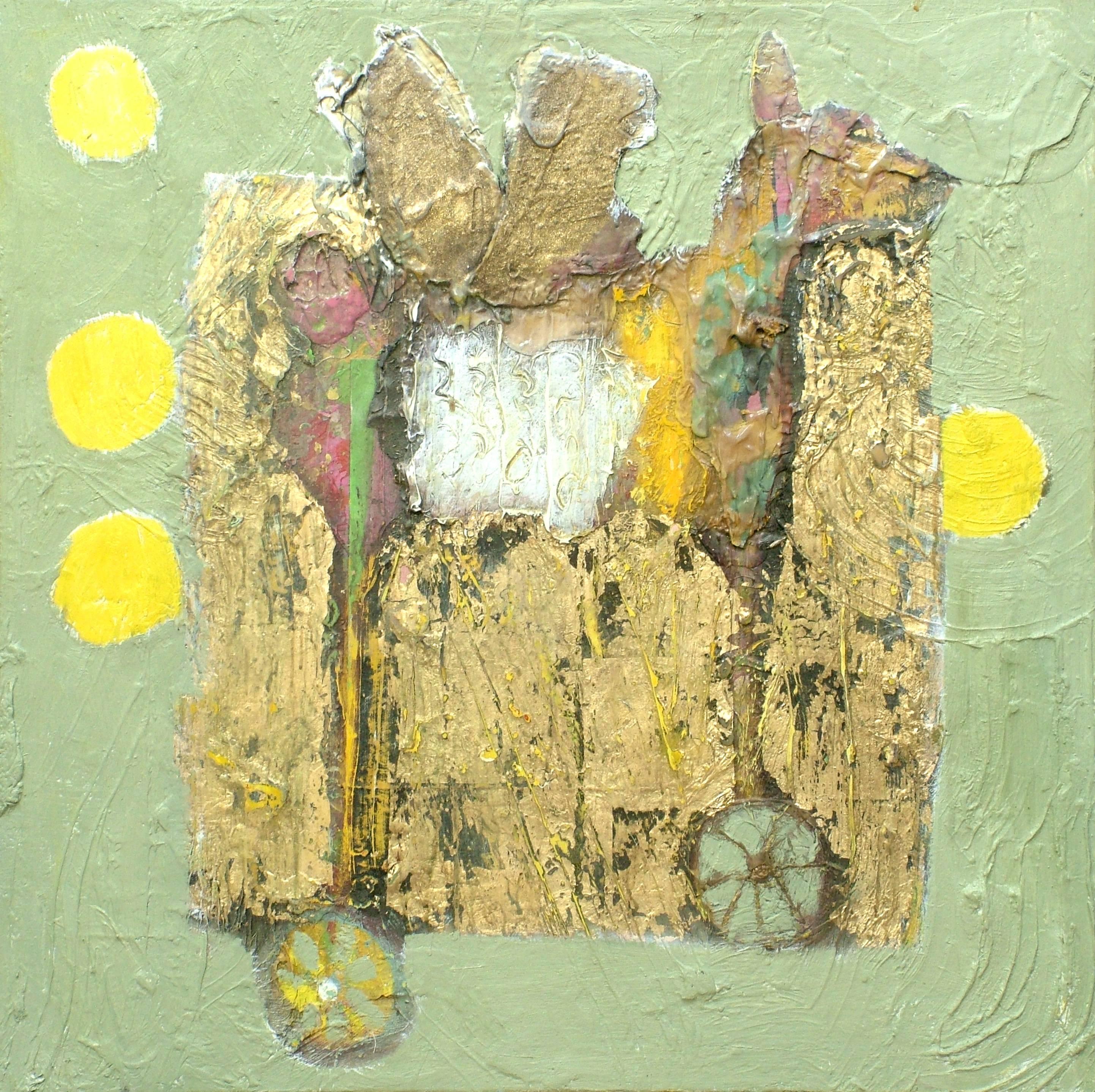 Toy Dragon : Contemporary Abstract Painting Oil with Gold Leaf - Mixed Media Art by Paul wadsworth