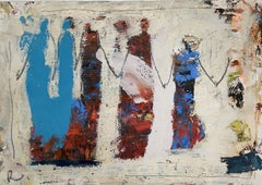 "Village Girls". Mixed Media Abstract Expressionist Painting