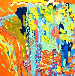 Bosque de cascadas: Pintura al óleo expresionista abstracta contemporánea