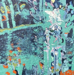 Weißer Schmetterling. Abstraktes expressionistisches Ölgemälde