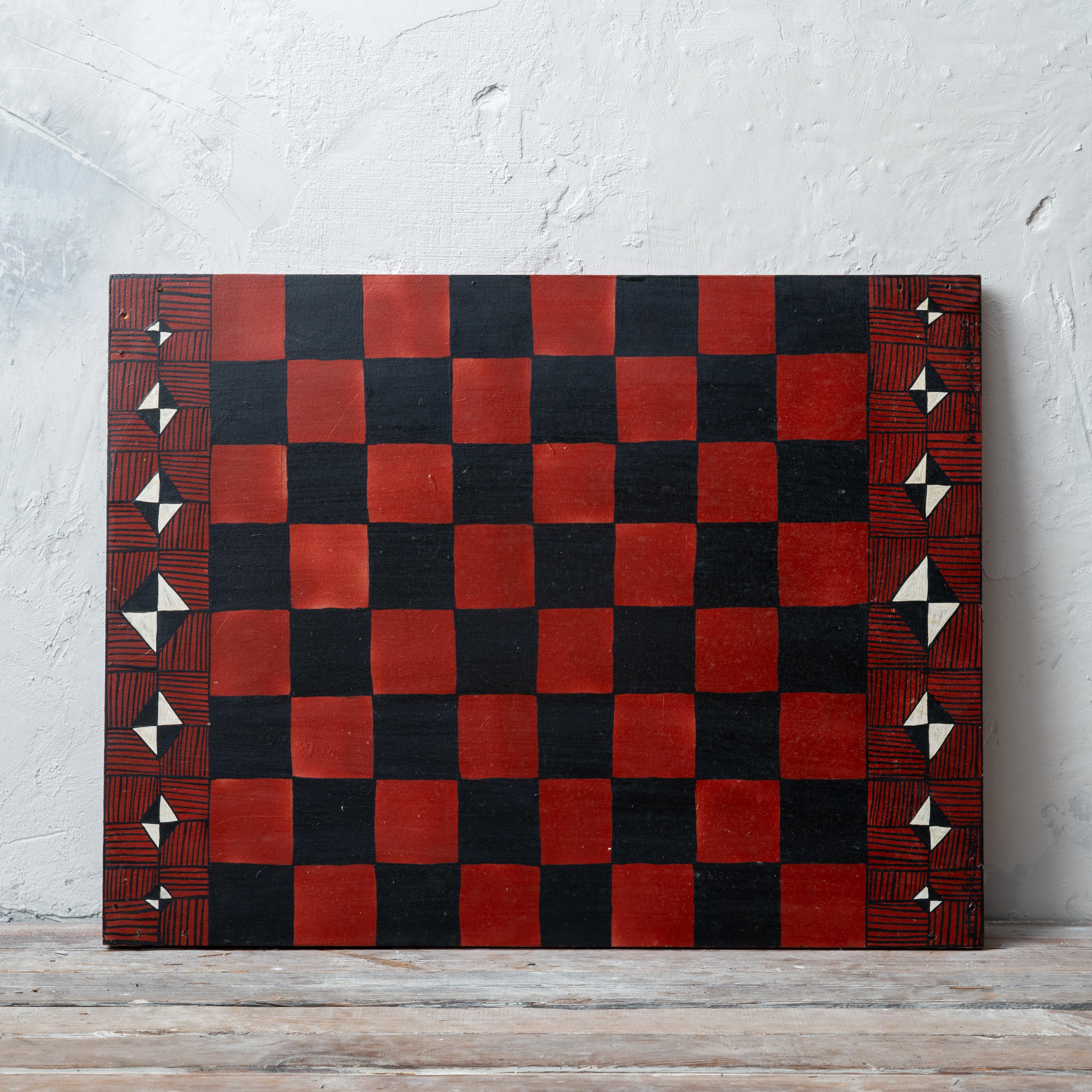 Paul Edward Walker

(American, b.1949)

Checkerboard

oil on board

signed “Art by Paul Walker”, “Nov. 97, Savannah, GA”

26 by 20 inches; ¾ inches deep

Paul Walker is a Savannah, Georgia outsider artist who made art out of discarded materials.