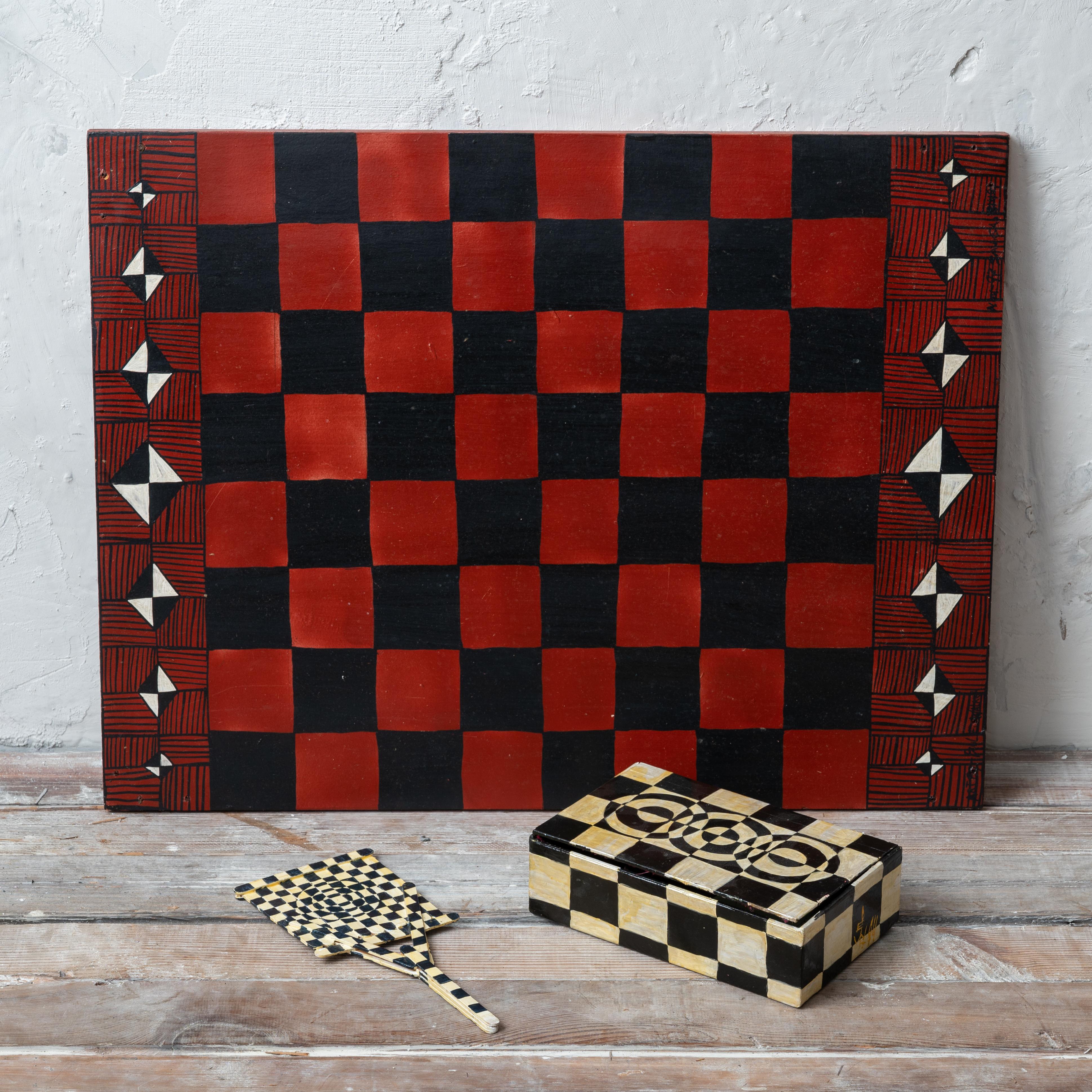 Paul Walker – Checkerboard im Art brut-Stil im Angebot 1