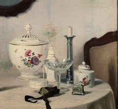 Nature morte avec verre et porcelaine - Peinture à l'huile de Paul Walter Erhardt - 1920