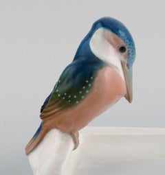 Paul Walther for Meissen, Art Deco Bowl in Porcelain with a Kingfisher