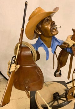 Paul Wegner circa 1986 Sculpture en bronze d'un cow-boy en édition limitée