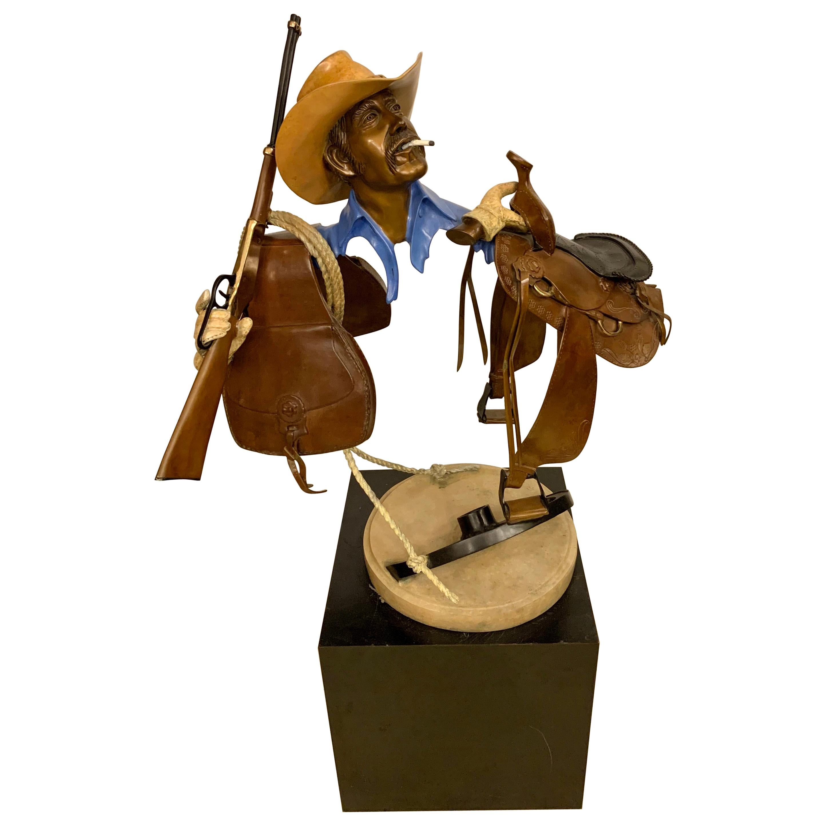 Paul Wegner circa 1986 Limited Edition Bronze Sculpture of a Cowboy