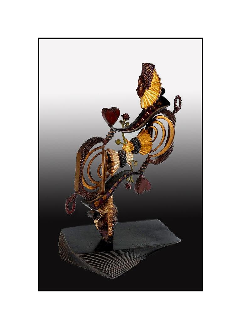 Paul Wegner Figurative Sculpture - Paul D. Wegner Bronze Sculpture Queen of Hearts Original Jazz Art Statute Signed