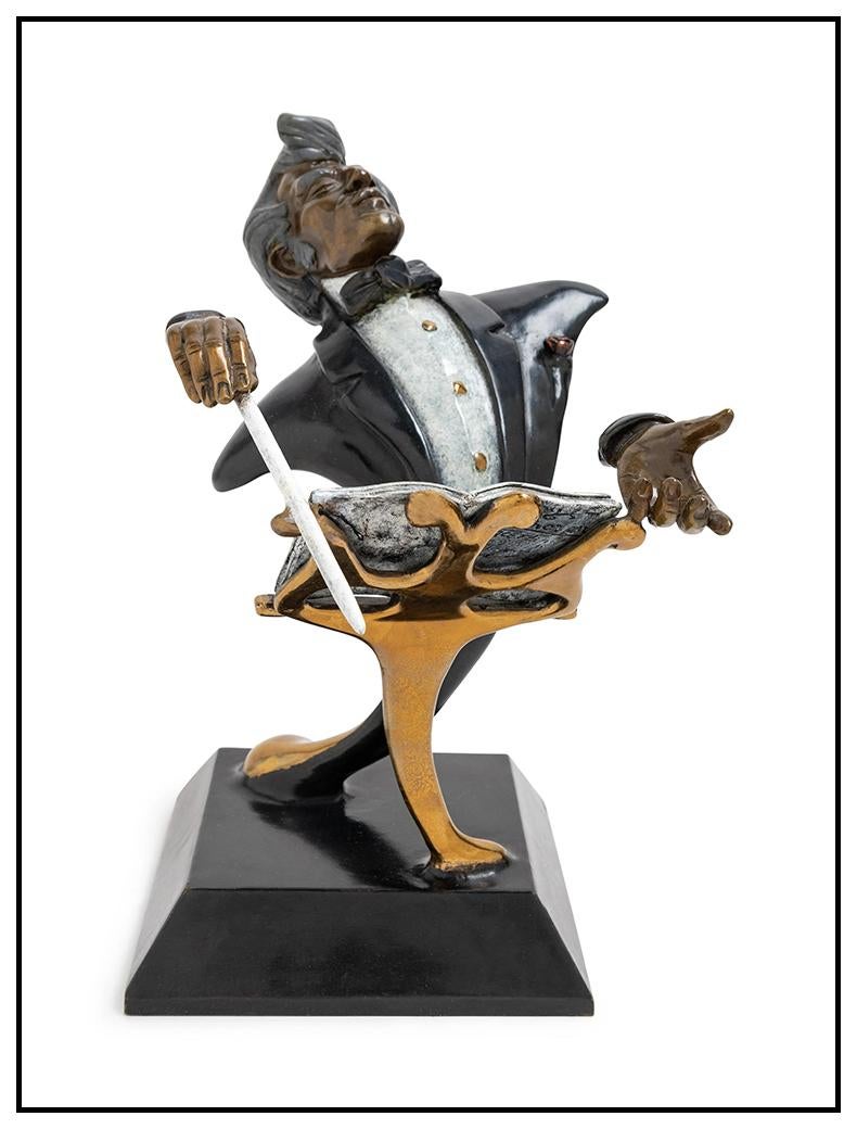 Paul Wegner Figurative Sculpture - Paul D. Wegner The Conductor Original Bronze Sculpture Signed Jazz Music Artwork