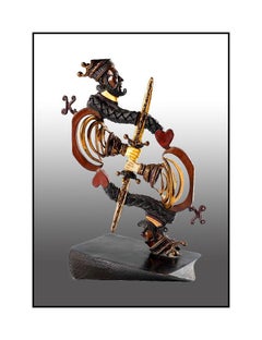 Paul Wegner Bronze Sculpture Authentic Original King of Hearts Cards Signed Art
