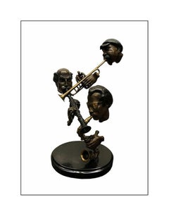 Paul Wegner BRONZE SCULPTURE Jazz Trio Signed RARE Music Artwork New Orleans SBO