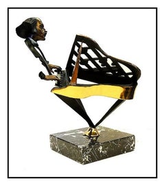 Paul Wegner Signed Bronze ORIGINAL Music Sculpture Artwork Statue Piano Jazz SBO