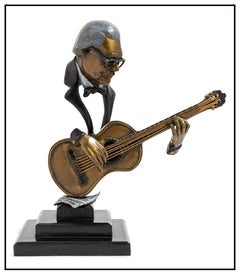Paul Wegner The Master Original Bronze Sculpture Signed Jazz Music Guitar Art