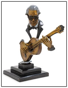 Vintage Paul Wegner The Master Original Bronze Sculpture Signed Jazz Music Guitar Art