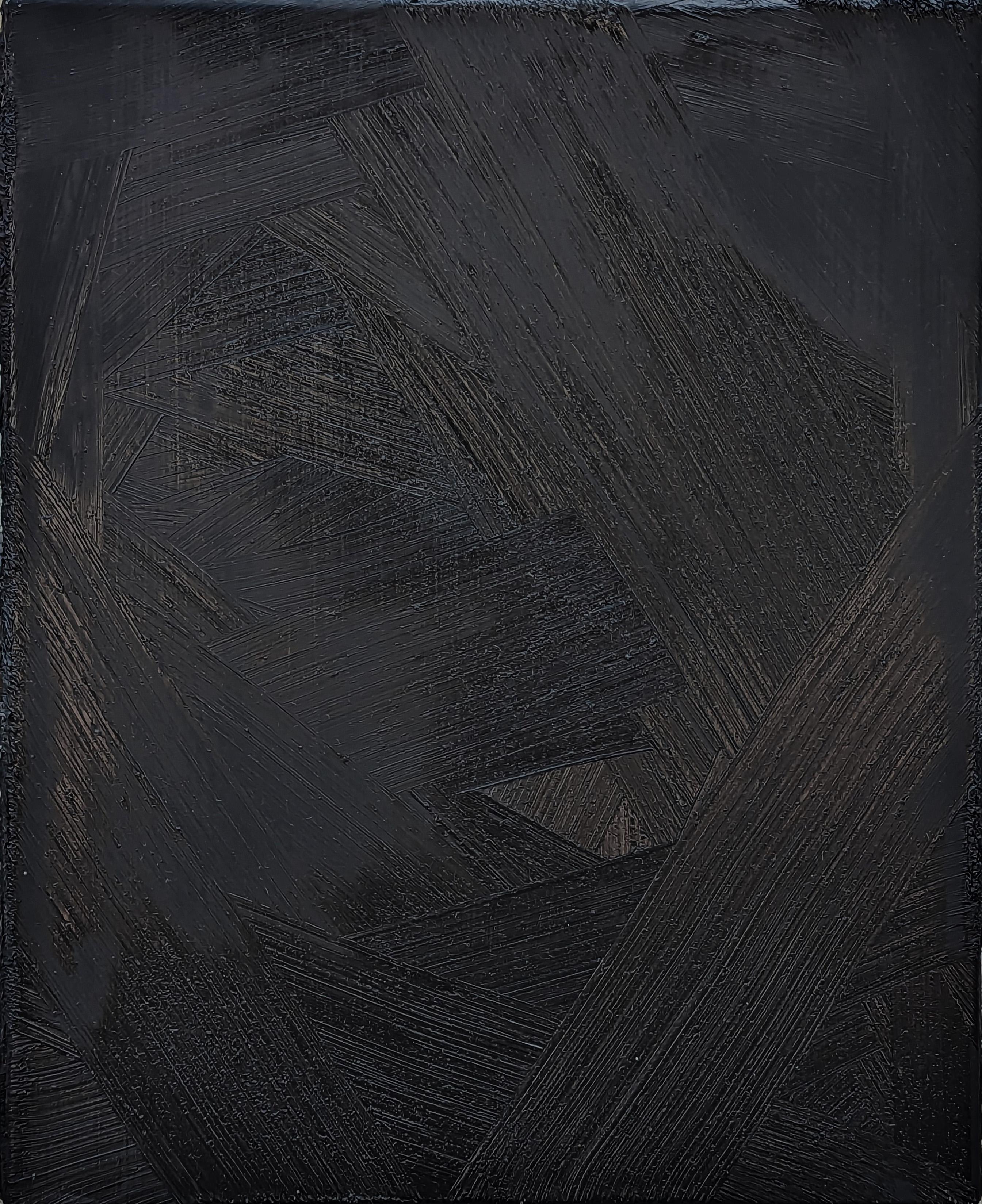 "Void (BDSM)" Pittura astratta contemporanea con texture nera ad impasto