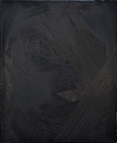 Void (BDSM) Contemporary Black Textured Impasto Abstract Painting (Peinture abstraite texturée noire) 