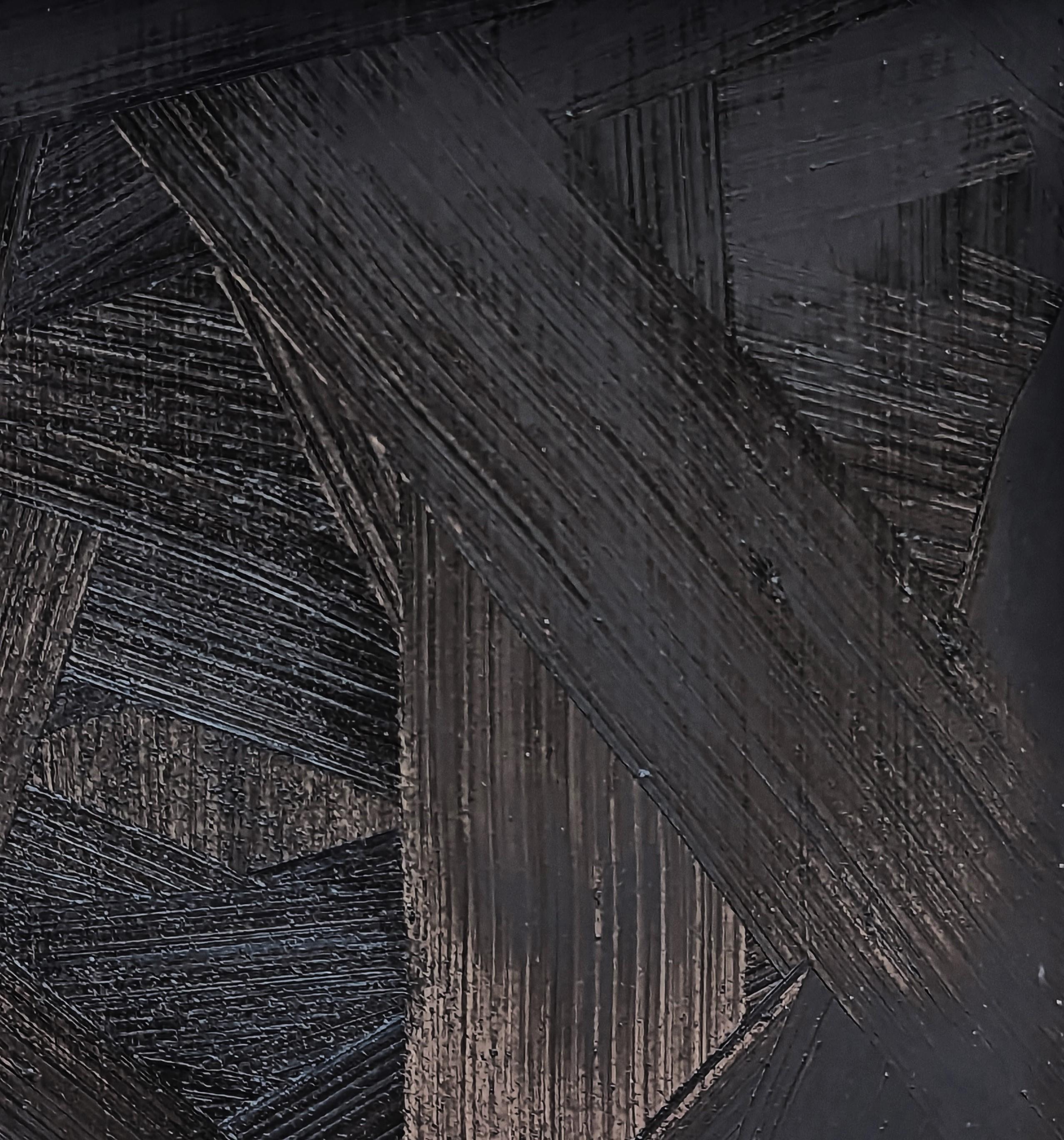 Void (I'm Lovin' It) Contemporary Black Textured Impasto Abstract Painting  im Angebot 3