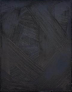 Void (I'm Lovin' It) Peinture abstraite contemporaine à l'empâtement texturé noir 