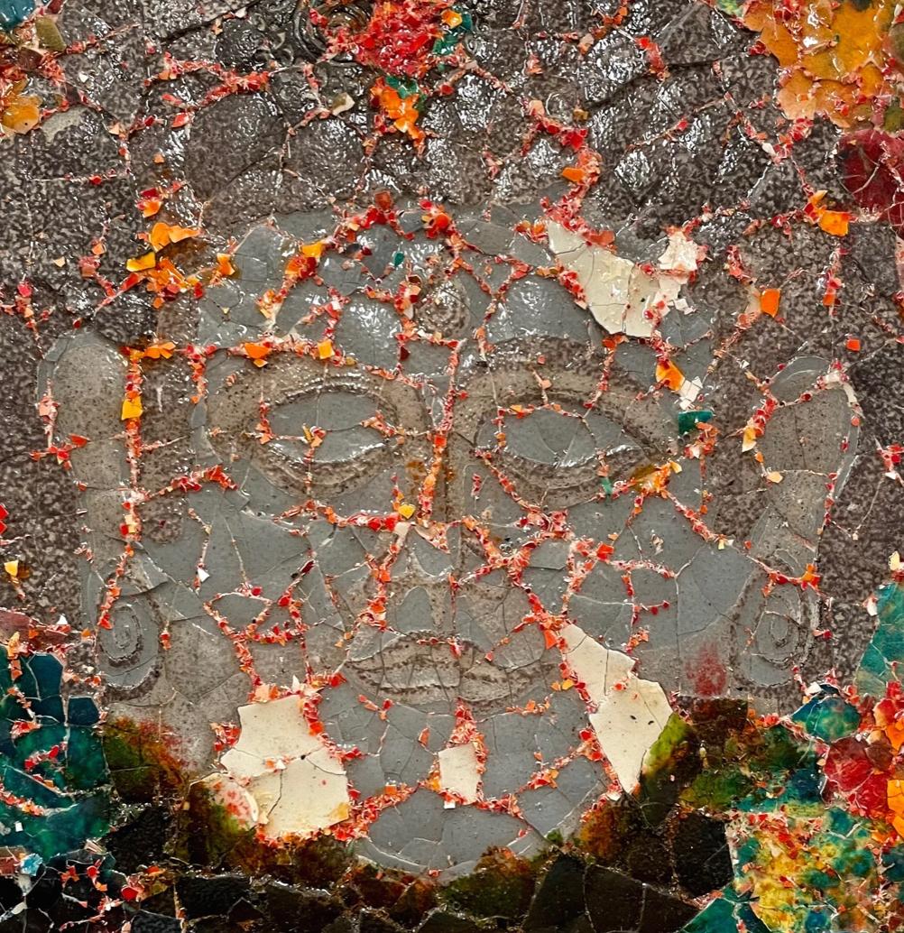 Buddha-Gemälde aus Eierschalen: „Afro Buddha Nirvana“ – Painting von Paul Wirhun