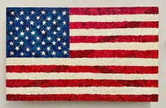 Collage fait de coquilles d'œuf du drapeau américain : « États-Unis, 2022 »