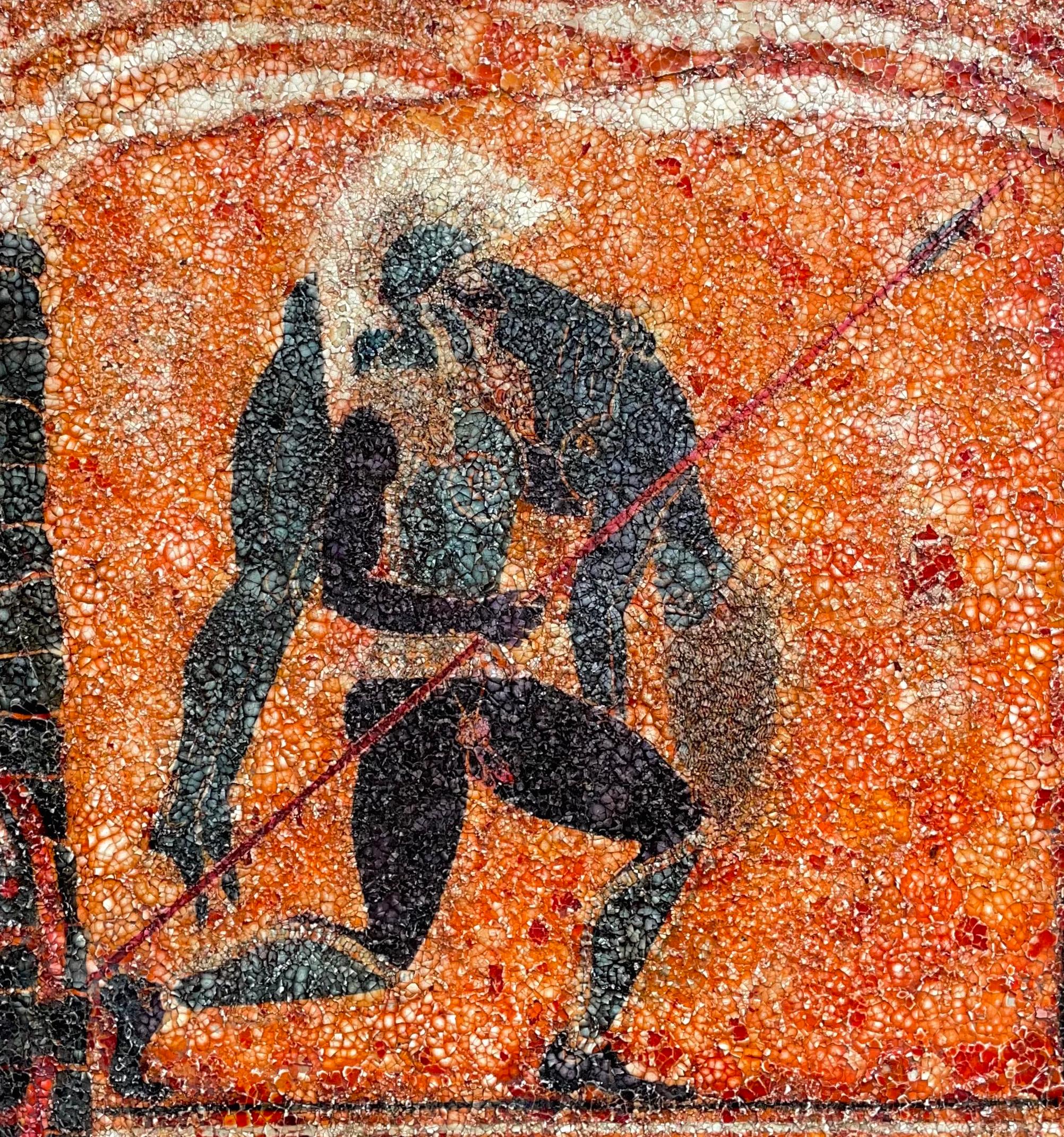 Eierschalencollage: „Ajax, der den toten Achilles trägt“ – Painting von Paul Wirhun