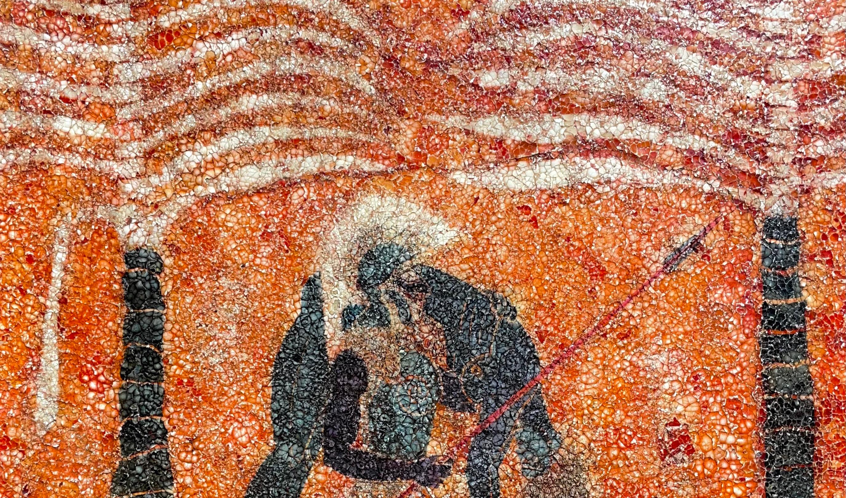 Eierschalencollage: „Ajax, der den toten Achilles trägt“ (Zeitgenössisch), Painting, von Paul Wirhun