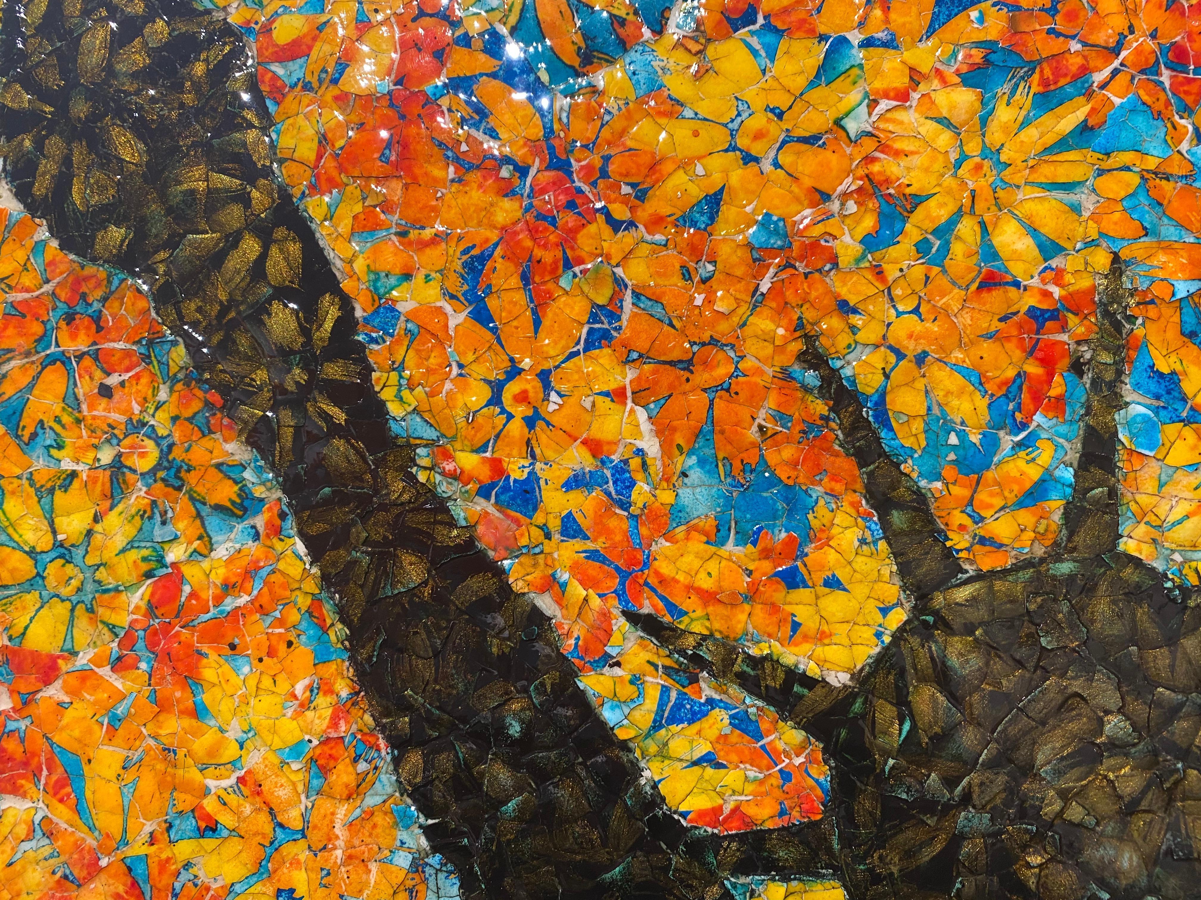 Mosaico a guscio d'uovo, pittura murale: 'Libertà in Estasi' in vendita 1