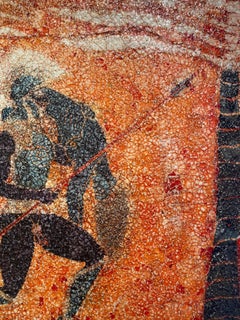 Mosaico a guscio d'uovo di grandi dimensioni, pittura murale: " GUERRA! A cosa serve..., "