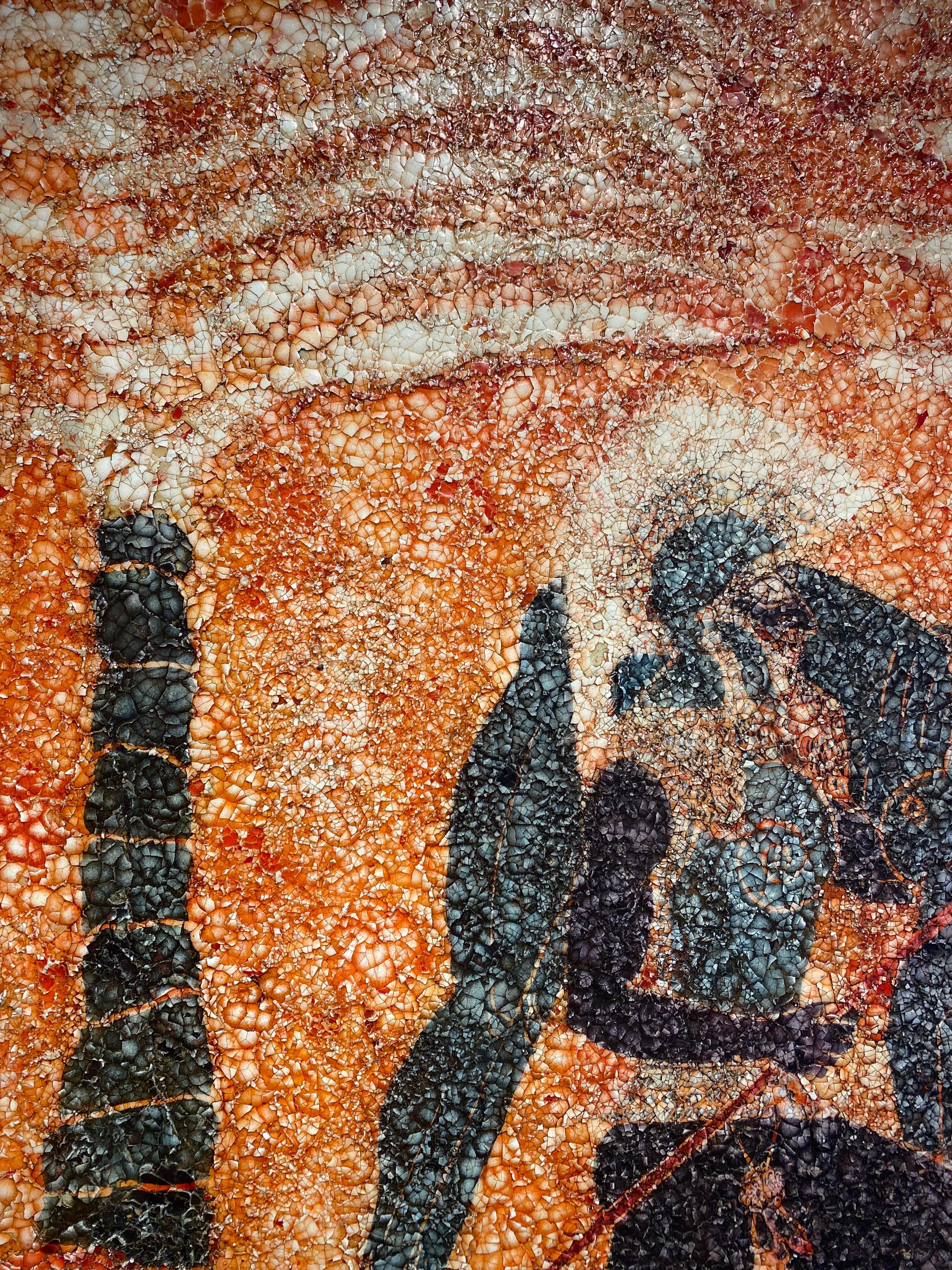 Mosaico a guscio d'uovo di grandi dimensioni, pittura murale: 